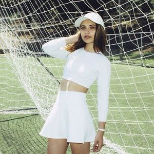 American Apparel White Scuba Mini Skirt